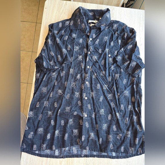 Batik Bay Men's Pineapple Palm Trees Button-Up Shirt XLarge Brown Pattern - Picture 2 of 11